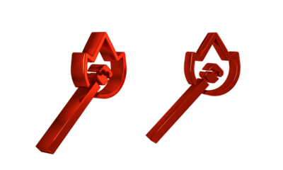 Red Burning match with fire icon isolated on transparent background. Match with fire. Matches sign.