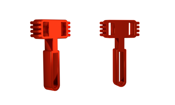 Red Kitchen hammer icon isolated on transparent background. Meat hammer.