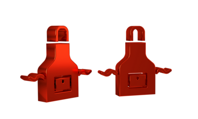 Red Kitchen apron icon isolated on transparent background. Chef uniform for cooking.