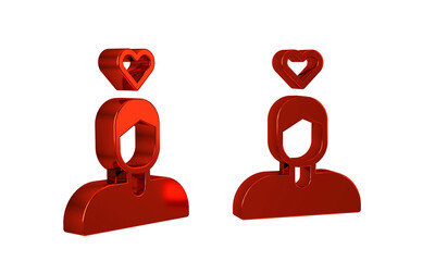 Red Romantic man icon isolated on transparent background. Happy Valentines Day.