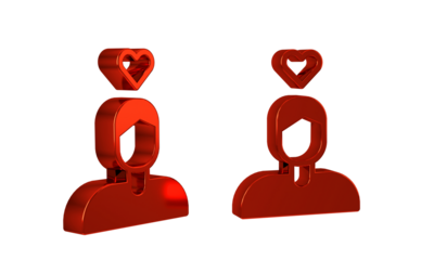 Red Romantic man icon isolated on transparent background. Happy Valentines Day.