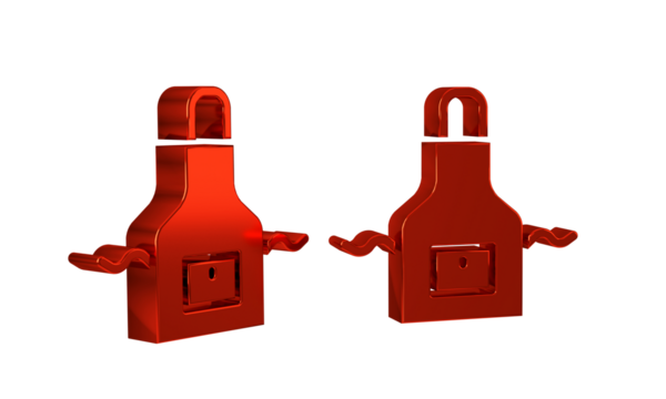Red Kitchen apron icon isolated on transparent background. Chef uniform for cooking.