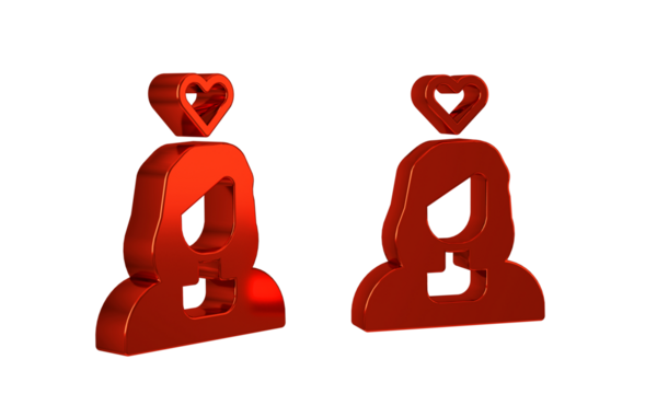 Red Romantic girl icon isolated on transparent background. Happy Valentines Day.