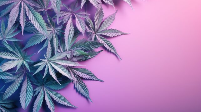 a group of leaves on a purple background
