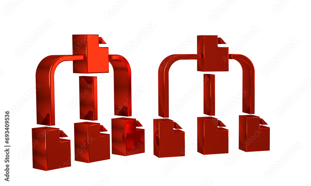 Aufkleber red folder tree icon isolated on transparent background. computer network file folder organization s