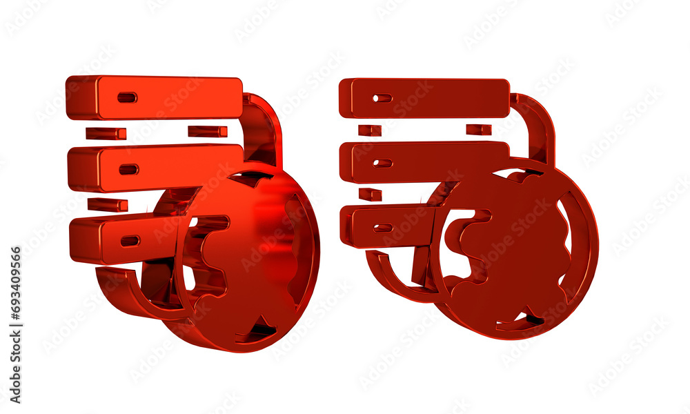 Poster red network cloud connection icon isolated on transparent background. social technology. cloud compu