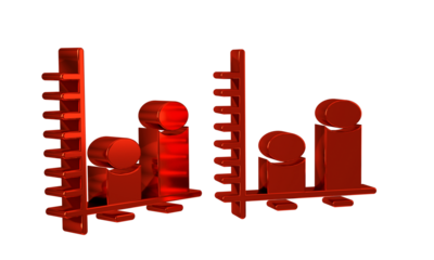 Red Data analysis icon isolated on transparent background.