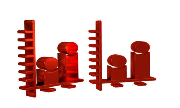 Red Data analysis icon isolated on transparent background.