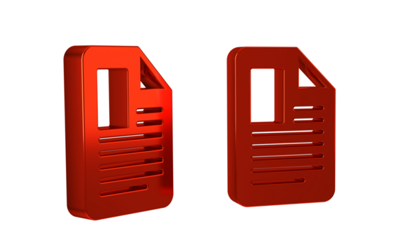 Red File document icon isolated on transparent background. Checklist icon. Business concept.