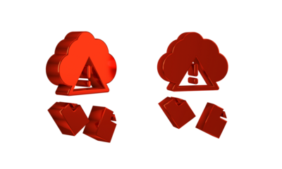 Red Cloud hacking icon isolated on transparent background. Cloud leak.