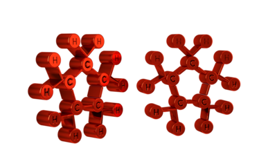 Red Molecule oil icon isolated on transparent background. Structure of molecules in chemistry.
