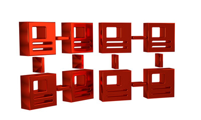 Red Business hierarchy organogram chart infographics icon isolated on transparent background....