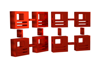 Red Business hierarchy organogram chart infographics icon isolated on transparent background. Corporate organizational structure graphic elements.