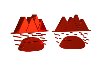 Red Oilfield icon isolated on transparent background. Natural resources, oil and gas production.