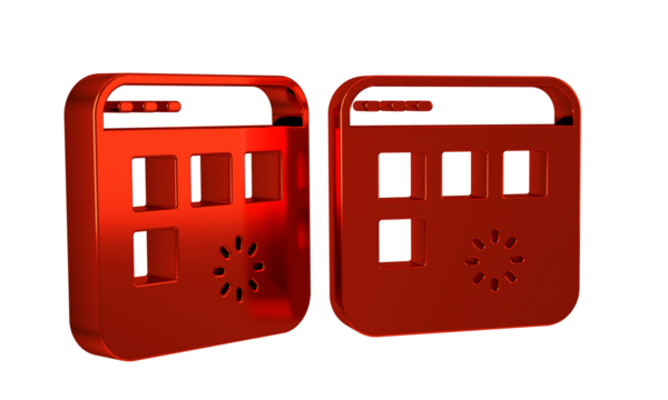 Red Loading a data window with a progress bar icon isolated on transparent background.