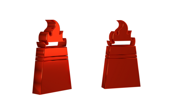 Red Oil rig with fire icon isolated on transparent background. Fire accident. Gas tower. Industrial object.