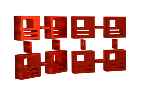 Red Business hierarchy organogram chart infographics icon isolated on transparent background. Corporate organizational structure graphic elements.
