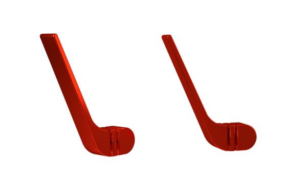 Red Ice hockey sticks icon isolated on transparent background.