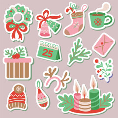 Set of Christmas element. Christmas and New Year elements for decor. Vector illustration