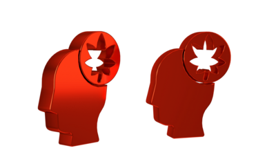Red Human head with leaf icon isolated on transparent background.