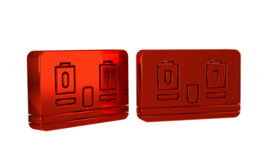 Red Sport hockey mechanical scoreboard and result display icon isolated on transparent background.