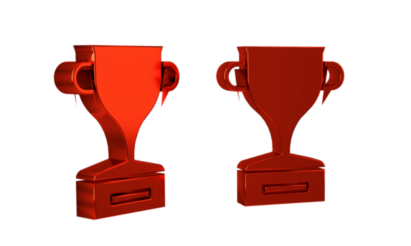 Red Award cup icon isolated on transparent background. Winner trophy symbol. Championship or competition trophy. Sports achievement sign.