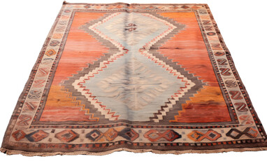 Ornate Vintage Kilim Rug Intricate Beauty on a White or Clear Surface PNG Transparent Background