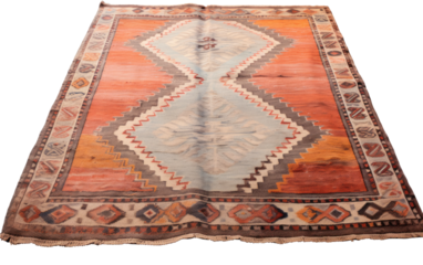 Ornate Vintage Kilim Rug Intricate Beauty on a White or Clear Surface PNG Transparent Background