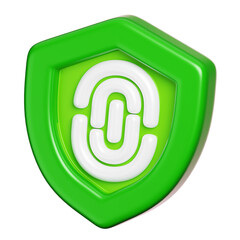 Fingerprint on protection shield isolated. Computer network and cyber security icon. 3D illustration