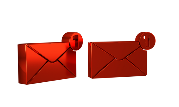 Red Envelope icon isolated on transparent background. Received message concept. New, email incoming message, sms. Mail delivery service.