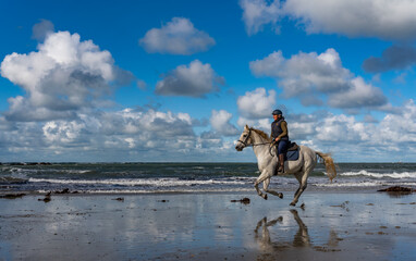 Horse rider on the beach at Anglesey 