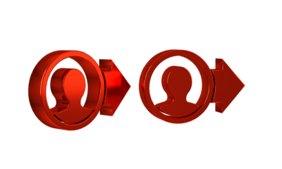 Red Job promotion icon isolated on transparent background. Success, achievement, motivation business symbol, growth.