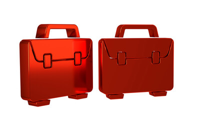 Red Briefcase icon isolated on transparent background. Business case sign. Business portfolio.