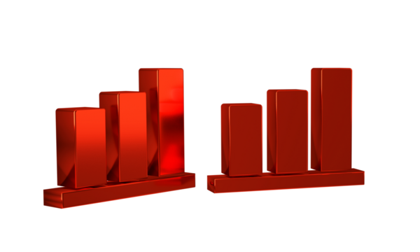 Red Pie chart infographic icon isolated on transparent background. Diagram chart sign.