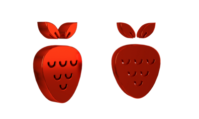 Red Casino slot machine with strawberry symbol icon isolated on transparent background. Gambling games.