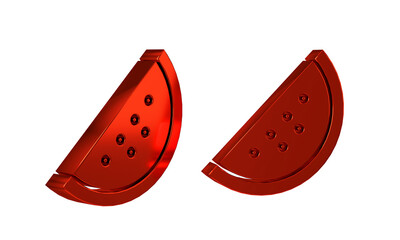 Red Casino slot machine with watermelon symbol icon isolated on transparent background. Gambling games.