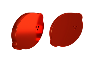 Red Casino slot machine with lemon symbol icon isolated on transparent background. Gambling games.