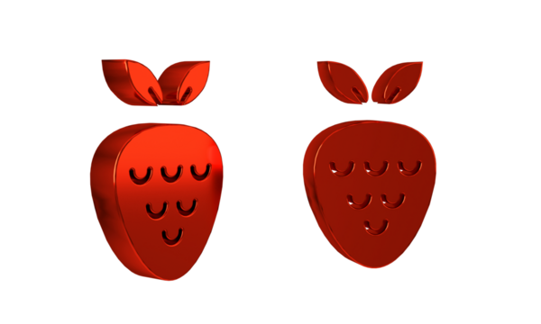 Red Casino slot machine with strawberry symbol icon isolated on transparent background. Gambling games.