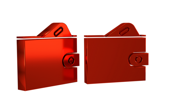 Red Wallet with stacks paper money cash icon isolated on transparent background. Purse icon. Cash savings symbol.