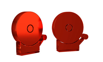 Red Ringing alarm bell icon isolated on transparent background. Fire alarm system. Service bell, handbell sign, notification symbol.