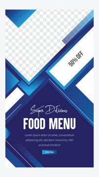 Super delicious food menu Instagram story template design vector, food template banner, delicious food menu, food banner template 