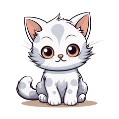 Cute cat with colorful pattern on a white background. Vector illustration.