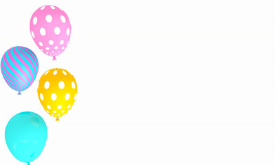 Colorful bunch of birthday balloons on background. 3D illustration, 3D rendering	