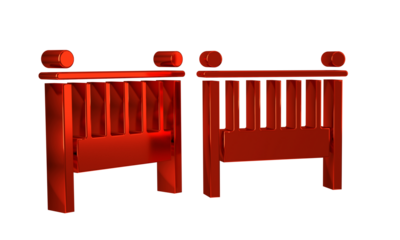 Red Baby crib cradle bed icon isolated on transparent background.