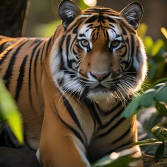 Obraz premium A regal Bengal tiger, exuding power and grace, posing for its portrait in the jungle1
