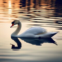 A portrait capturing the grace of a swan as it glides across a serene lake2