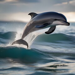 A portrait of a playful dolphin leaping joyfully in the sea2