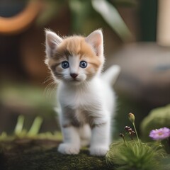 Naklejka na ściany i meble A portrait of a curious and playful kitten exploring its surroundings1