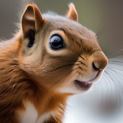 A portrait of a charming squirrel holding a nut, its cheeks puffed out1