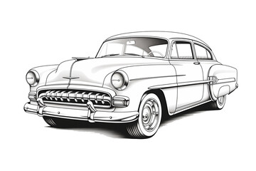 Drawing of a car on transparent background, PNG